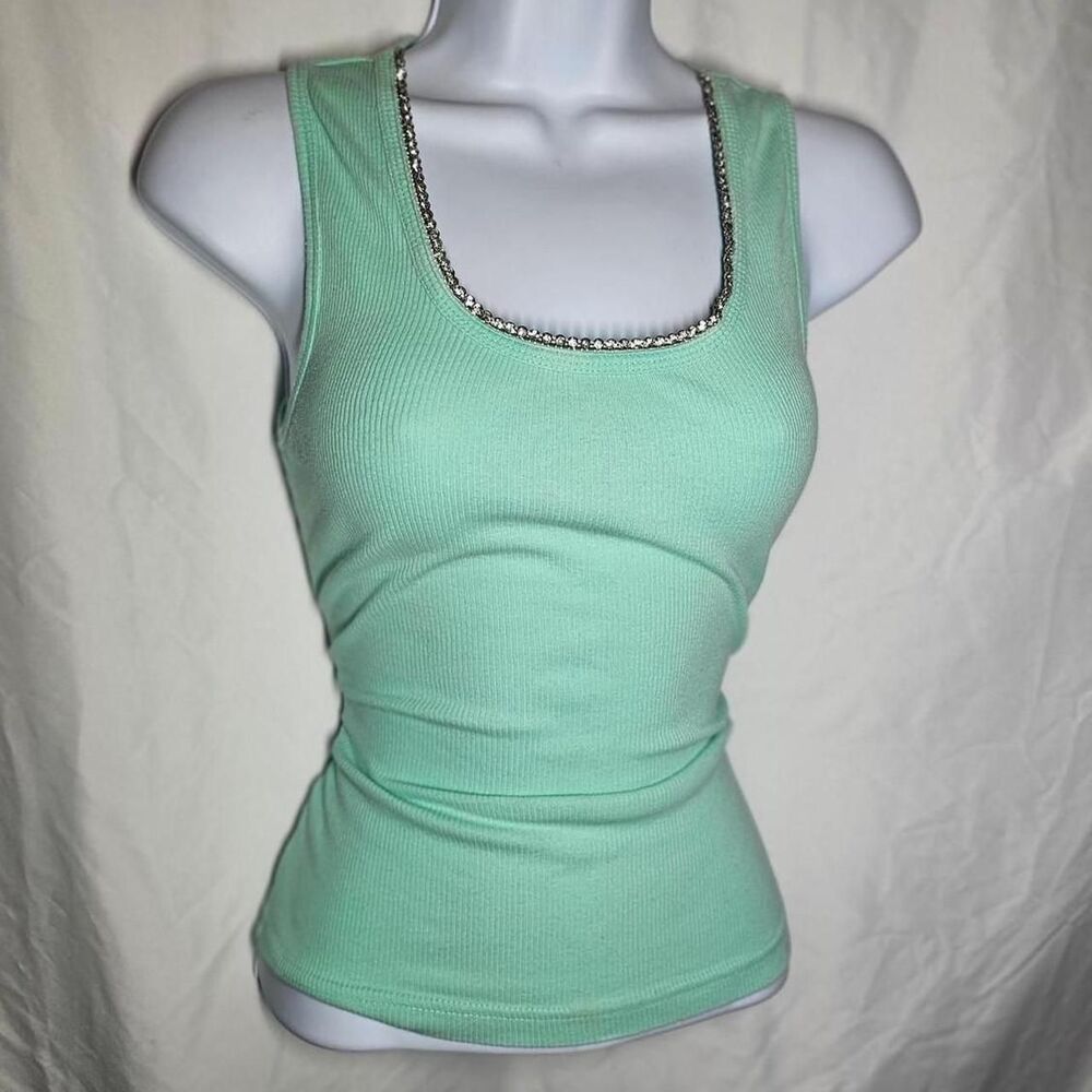 vintage y2k rhinestone collar mint forever 21 tank top